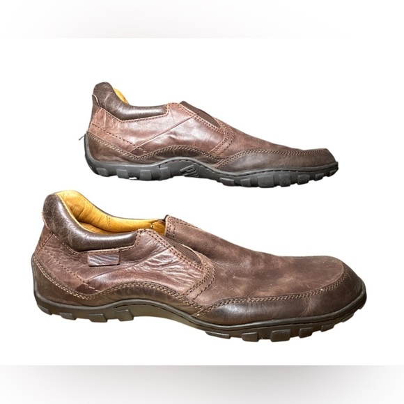 Pilolinos Brown Leather Elastic Side Slip-On Loafer Shoes Non-Slip Bottom Sz 45 - Picture 1 of 8